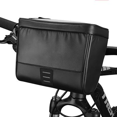 China Fasional Handlebar Bag Bike Front Basket Thermal Insulation Storage Package Frame Tube Bag With Touch Screen Phone Holder for sale