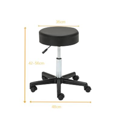 China Leather Round Rolling Rolling Stools Tool Salon PU Stool Industrial Swivel Height Adjustment Foot Rest Hairdressing Salon Furniture for sale