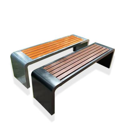 China Outdoor Modern Professional Plastic Wood Compound Patio Garden Metal Long Style Metal Park Patio Chair Bench Mall Bench for sale