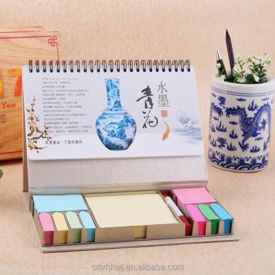 China 2017 Self Adhesive New Design Table Calendar With Sticky Note Set Notepads, Silk Screen Notepads, Offset Printing Wooden Cunstom Free Paper for sale