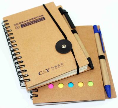 China Metal Double Spiral ECO Book Coil Printed Notebook with Recyclable Paper Pen Elastic Band Notebook for Promotion Gift for sale