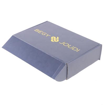 China Recyclable Custom Gold Foil Stamping Corrugated Logo Black Foldable Paper Corrugated Box Packaging Box for sale