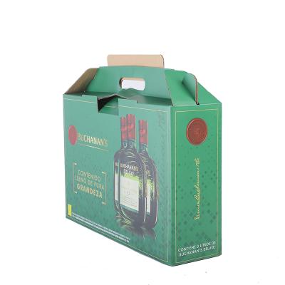 China Recycled materials wholesale factory price beverage paper box packaging wine box packaging with handle for sale