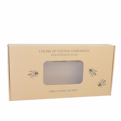 China Recyclable Brown Kraft Paper Box Fancy Custom Packaging With PVC Window For Clothes for sale