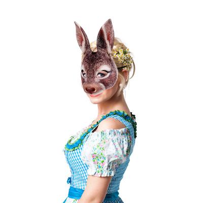 China Party Supplies Adult Halloween Cosplay Costume 3D Half Face Rabbit Furry Animal Mask For Kids Adult Party Festive Dress for sale