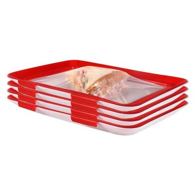 China Best Selling Sustainable Reusable Rectangle Plastic Amazon Stackable Food Storage Tray For Refrigerator Food Storage for sale