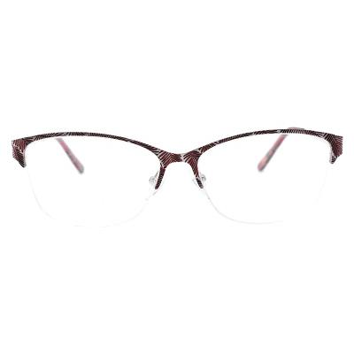 China Customized Fashionable Optical Frames Rim Stainless Women Eyeglasses Half Optical Frame Fashion Spectacles for sale