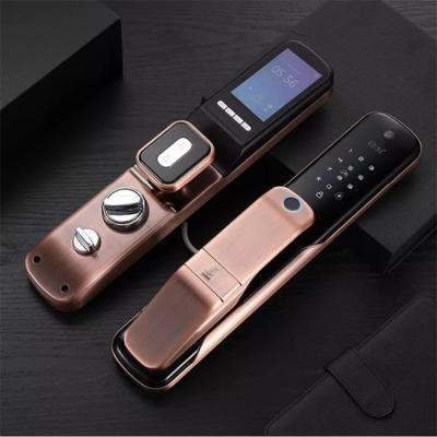 China Hotel WIFI Voice Intercom Video Camera Fingerprint Smart Door Lock Biometric Door Lock with Yoosee Tuya APP RFID Card for sale