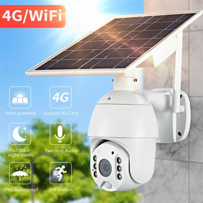 China NIGHT VISION 4G LTE WIFI 2MP HD 1080P Camera Solar Battery Powered Video Surveillance PTZ Camera CCTV Zoom IP Camera H.265 Outdoor for sale