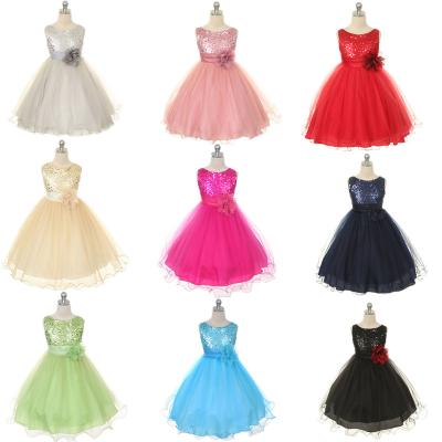 China new Anti-wrinkle fashion sequin bridesmaids dress birthday party wedding wear princess babies kids dresses for sale