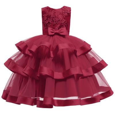 China 2020 New Arrival Fashion Baby Flower Design Breathable Rose Flower Formal Dress Sleeveless Autumn Layered Dress For Girls for sale