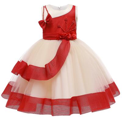 China Breathable 2020 New Off-shoulder Sleeveless Seersucker Ball Gown dress Chiffon Sleeveless Ball Gown for baby girls for sale