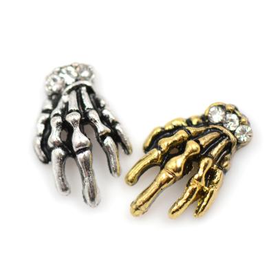 China 3D Halloween Alloy Nail Plastic DIY Skeleton Decorations Nail Art Charms Skull Metal Hand Pumpkin for sale