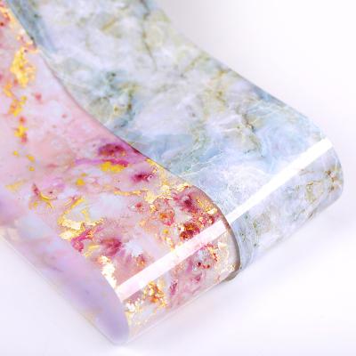 China Plastic Nail Foils Pink Blue Nail Art Transfer Sticker Slide Nail Art Decal Marble Series Foil Accessories for sale