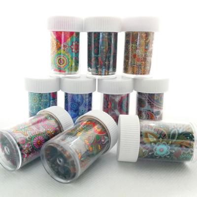 China 3D Pet Foil Finger Nail Art Mirror Stickers Glitter Stencil Holographic Broken Glass Art DIY Decal Manicure Design Tools for sale