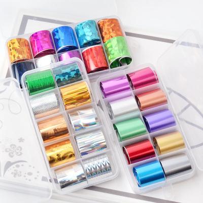 China Plastic Nail Art Transfer Sticker 2*100cm Starry Holographic Paper Tools Set Sky Nail Foil Decals 10pcs (10 Colors) for sale