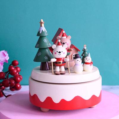 China Music Playing Top Quality Customizable Wooden Merry Christmas Music Box For Kid Gifts for sale