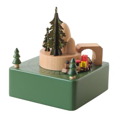 China New Customized Fashional Christmas Train Wooden Music Box For Christmas Gift for sale