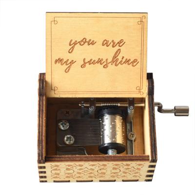 China Music Playing Factory Direct Selling Customizable Mini Wooden Hand Crank Music Box For Gifts for sale