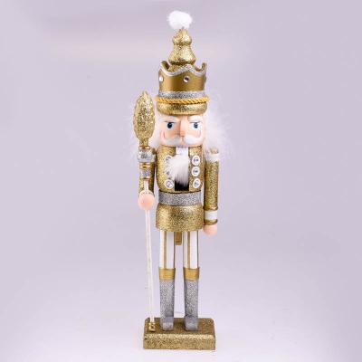 China Europe Christmas Decorations 42cm Fine Wooden Golden Soldier Nutcracker for sale