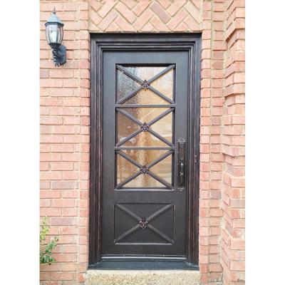 China Newcomer Exterior Home Price Modern Single Wrought Iron Front Entry Wrought Iron Home Double Door for sale