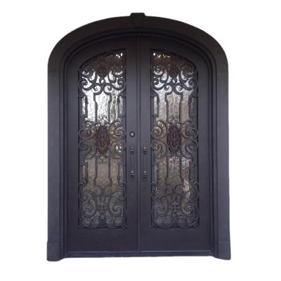 China Modern Custom Design Luxury Villa Entry Eyebrow Front Wrought Iron Garage Door for sale