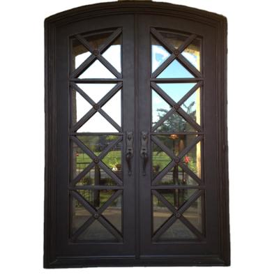 China Modern fancy security wrought iron main gate iron gate design exterior door for home for sale