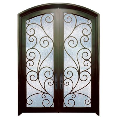 China Modern Modern Style Forged Eyebrow Wrought Iron Double Door Made In Porcelain for sale