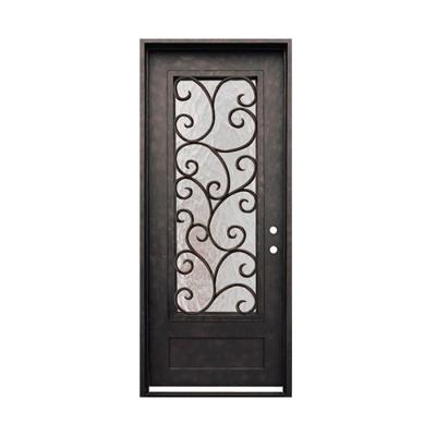 China New Styles Modern Apartment Wrought Iron French Security Front Door Exterior Single Door for sale