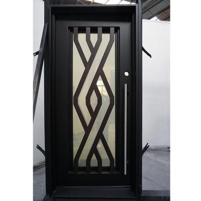 China Factory Price Modern American Flat Single Door Wrought Iron Entry Door for sale