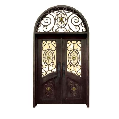 China Modern Entry Doors Exterior Front Wrought Iron Storm Arch Door Double Entry Designs for sale