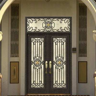 China Modern Luxury Front Door Square Wrought Iron Upper Front Entrance For Sale for sale