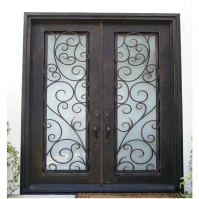 China China Modern American Home Security Security Door Square Design Wrought Iron Steel Door For Sale for sale