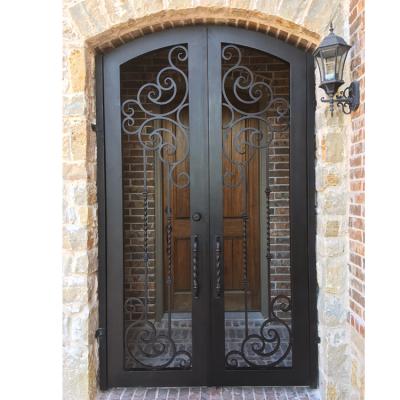 China Simple Design Exterior Decorative Fancy Wrought Iron Small Easily Assembled Door for sale