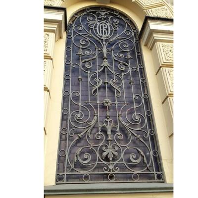 China Magnetic Luxury Antique Wrought Iron Window Screen Window Grill Fixed Metal Window Guard for sale