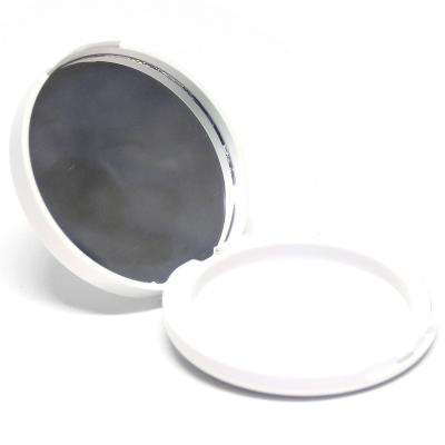 China Portable Europe Custom Logo Make Up Necessary Mini Metal Two Side Fold Little Girl Makeup Travel Mirror for sale