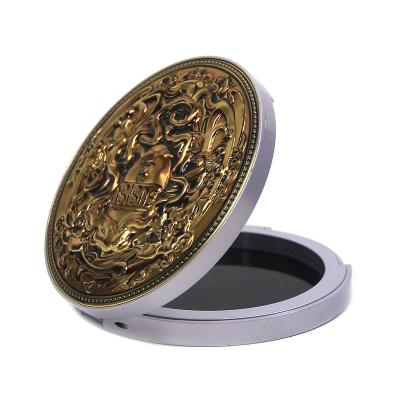 China Europe Fashion Travel Portable Handheld Bilateral Pouch Mirrors Double Sided Round Flip Cover Cosmetic Mirror for sale