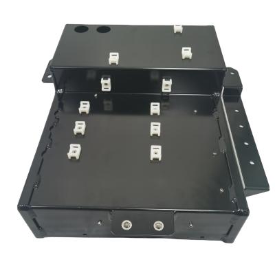 China Widely Applied Custom Bent Metal Box Sheet Metal Fabrication in Black Powder Coating with Spot Welded Steel Bracket Server Cover for sale