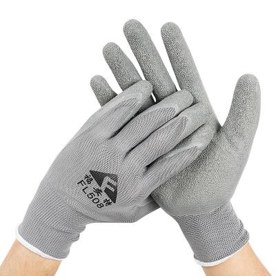 China Anti-smash Work Glove Polyester Lined Latex Gloves Crinkle Latex Coated Gloves for sale