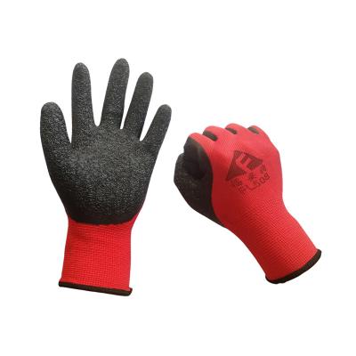 China Anti-smash Work Glove Polyester Lined Latex Gloves Crinkle Latex Coated Gloves for sale