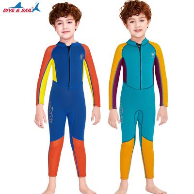 China Boys Kid Full Sleeve Wetsuit 2.5mm Long Sleeve Rash Guard Surfing Diving With Front Zipper Neoprene Thermal One Piece Swimsuit for sale