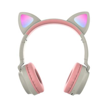 China Genuine Headband Cat Ear Lady Colorful LED Light TWS Headset Stereo Wireless Earphone for sale