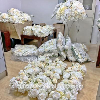 China Wedding Decoration F-1379 Artificial Silk Wall White Orchid Flower Ball Table Runner Wedding Centerpieces for sale