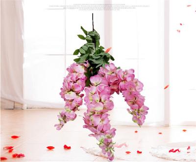 China Wholesale Purple Silk Rattan Wisteria Vines Wedding Decoration F-1396 Hanging Flower Vine for sale