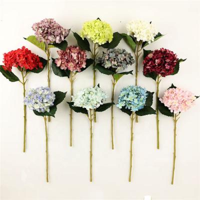 China D1007 Real Touch Artificial Hydrangea Flower Fabric 11 Fork Natural Low Price for sale