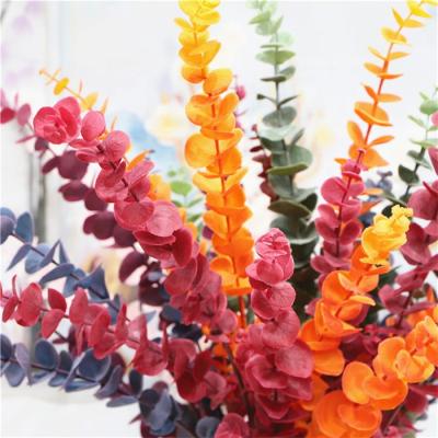 China Wholesale Wedding Decoration F-1280 Soft Rubber Artificial Eucalyptus Trees Grasses Leaf for sale