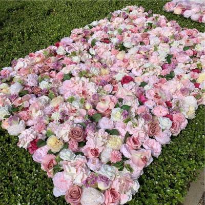 China Wedding Decoration Stage Panels 40*60CM Rose Austin Peony Flower Wall Backdrop Decoration OEM Artificial Silk F-1401 for sale