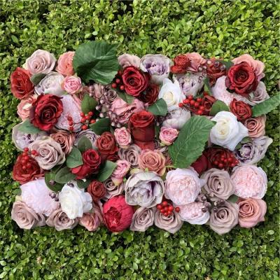 China Wedding Decoration F-1402 OEM Artificial Customized 40*60CM Rose Orchid Peony Wedding Flower Wall Panels Backdrop Decoration Stage for sale