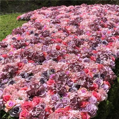 China Wedding Decoration F-1410 OEM Customized 40cm*60cm Pink White Rose Hydrangea Wedding Flower Wall Backdrop Party Decoration Stage Panels for sale