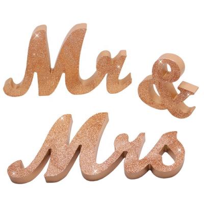 China Wedding Decorations F-1578 Factory Discount Environmental Protection Wedding Table Decorations Mr. and Mrs. Sign Wooden Letters for sale